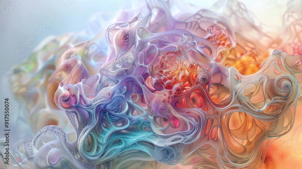 Colorful Abstract Close-up of a Microscopic Bacteria in Motion Colorful Abstract Close-up of a Microscopic Bacteria in Motion