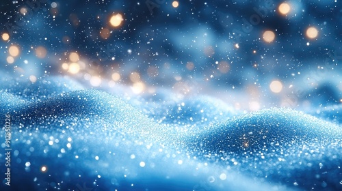 Silver and blue sparkling background with cool tones and icy light effects, creating a wintery and magical atmosphere