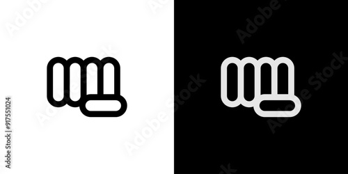 Fist punch hand icon logo vector. Linear outline graphic isolated