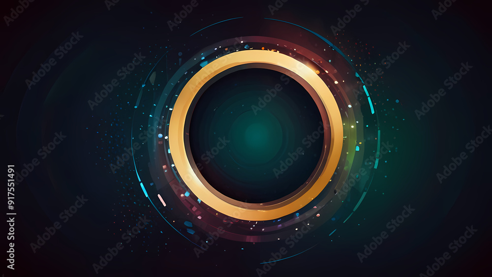 abstract background with a central focus on a large, glowing circle surrounded by smaller, orbiting circles abstract background with a central focus on a large, glowing circle surrounded by smaller, orbiting circles