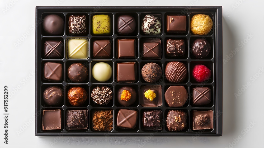 26. A collection of artisanal chocolates arranged in an elegant box