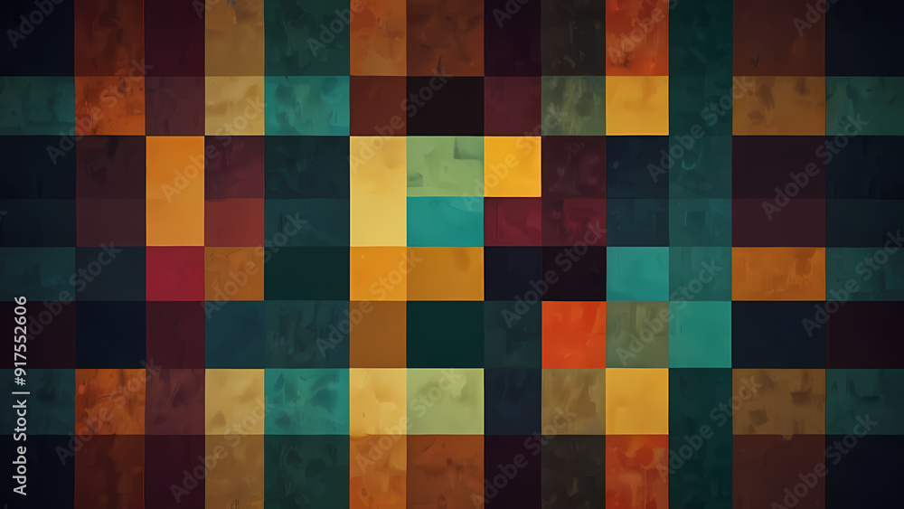 Fototapeta premium abstract illustration background with a theme of squares, using a mix of vibrant and muted colors