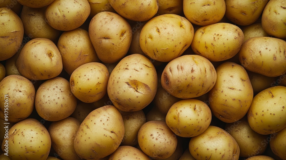 Raw potatoes top view Raw potatoes top view