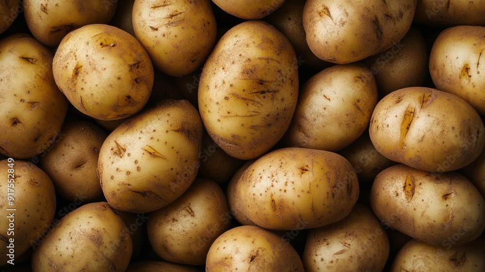 Raw potatoes top view Raw potatoes top view