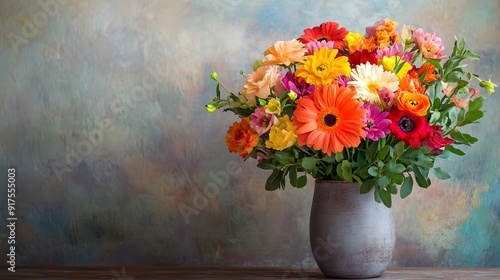 Wallpaper Mural 55. A vibrant and colorful bouquet of fresh flowers in a simple vase Torontodigital.ca