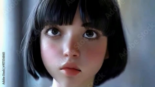 the face of a cute teenage girl, giving a tease with an adorable expression.