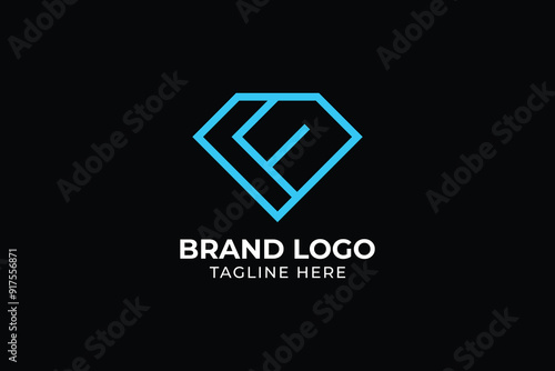 Diamond logo template with creative line concept Premium Vector, jewelry logo design