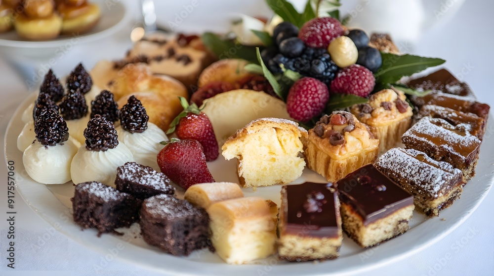 69. A beautifully arranged platter of gourmet pastries with an elegant presentation 69. A beautifully arranged platter of gourmet pastries with an elegant presentation