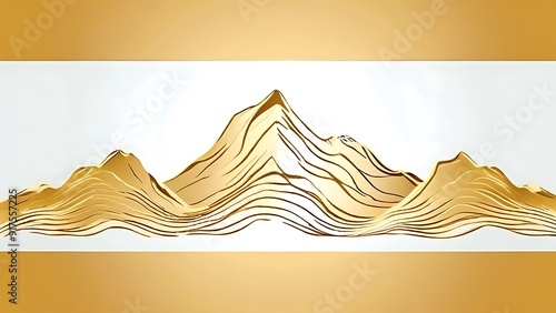 Luxury Gold Abstract Line Art Topographic Mountain Map Background Vector. photo