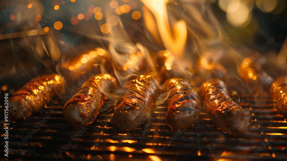 Close-up of Grilled Sausages on a Barbecue Grill Close-up of Grilled Sausages on a Barbecue Grill