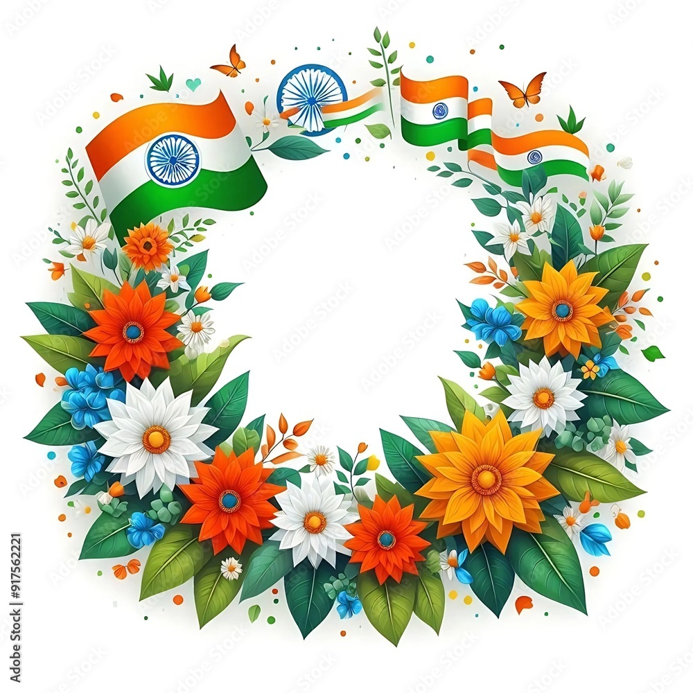 Fototapeta premium India independence day poster background with flowers 