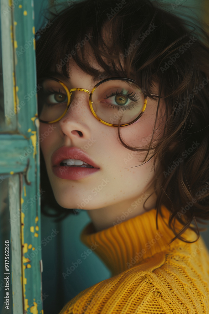 Bright sunny close up shot of a woman wearing glasses Bright sunny close up shot of a woman wearing glasses