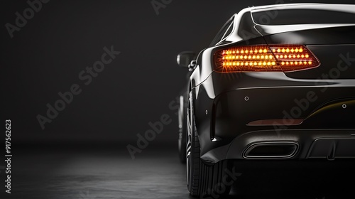 Detail view showing the taillights of a luxury car