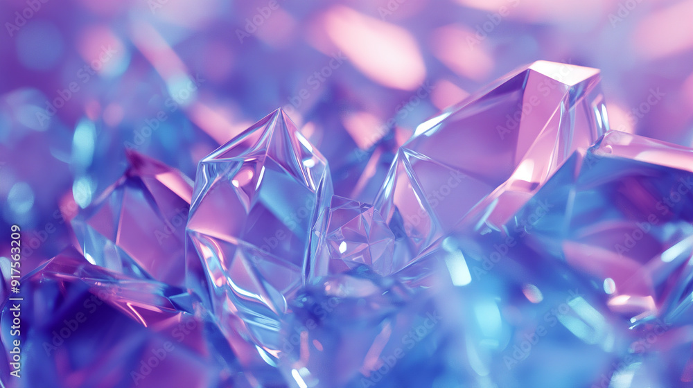 3D Abstract Crystals: Crystal-like 3D abstract forms with faceted surfaces and light reflections, with copy space 3D Abstract Crystals: Crystal-like 3D abstract forms with faceted surfaces and light reflections, with copy space