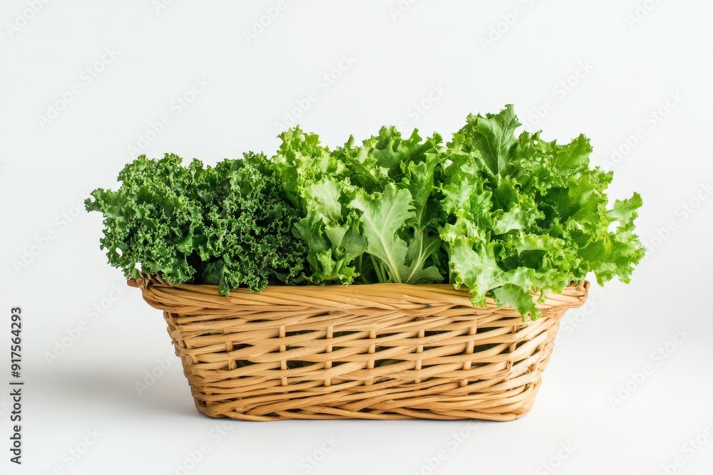 Fresh Greens in a Wicker Basket Fresh Greens in a Wicker Basket