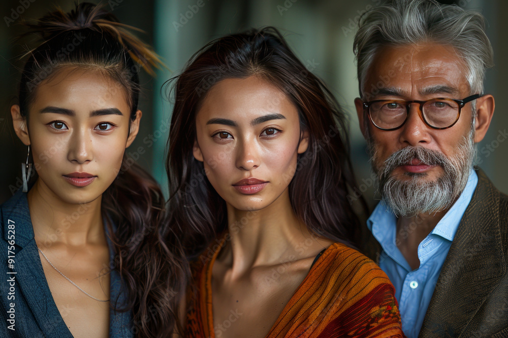 Diverse faces, 35 years old, styled as business people, with chinese, malay, indian and caucasian faces in that order.generative ai Diverse faces, 35 years old, styled as business people, with chinese, malay, indian and caucasian faces in that order.generative ai