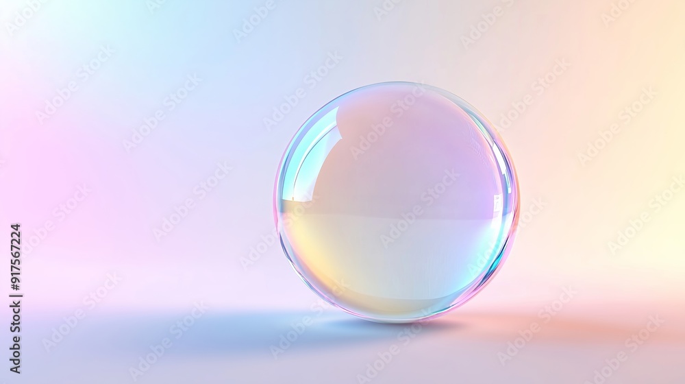 A Colorful, Translucent Bubble Floating in Soft Light A Colorful, Translucent Bubble Floating in Soft Light