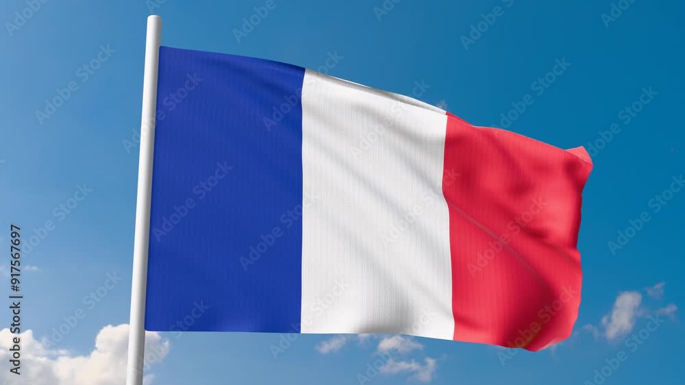 4K Flag of France country flag french waving with sky 4K Flag of France country flag french waving with sky
