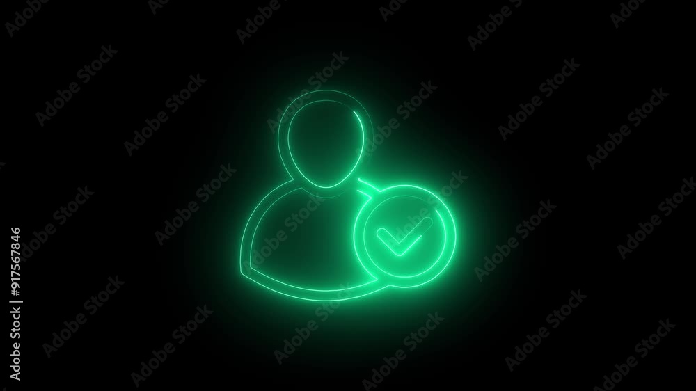 Neon User Profile Icon with Checkmark - Ideal for User Verification, Account Management, and Profile Approval Neon User Profile Icon with Checkmark - Ideal for User Verification, Account Management, and Profile Approval