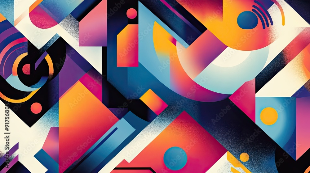 Vibrant geometric pattern background with bold colors and dynamic shapes Vibrant geometric pattern background with bold colors and dynamic shapes