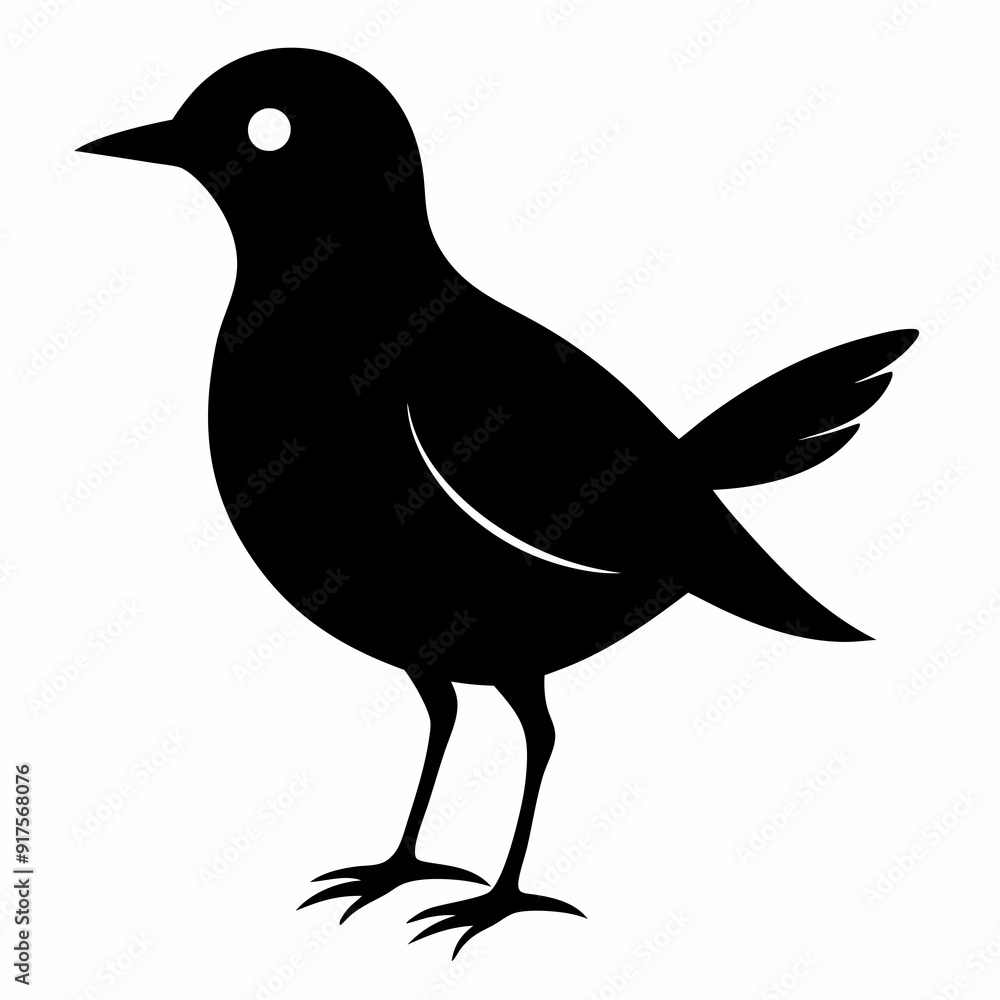 Fototapeta premium lark isolated on white background, lark vector illustration, bird on a branch vector art, lark silhouette, bird vector icon, Ducks on a branch line art, eps 
