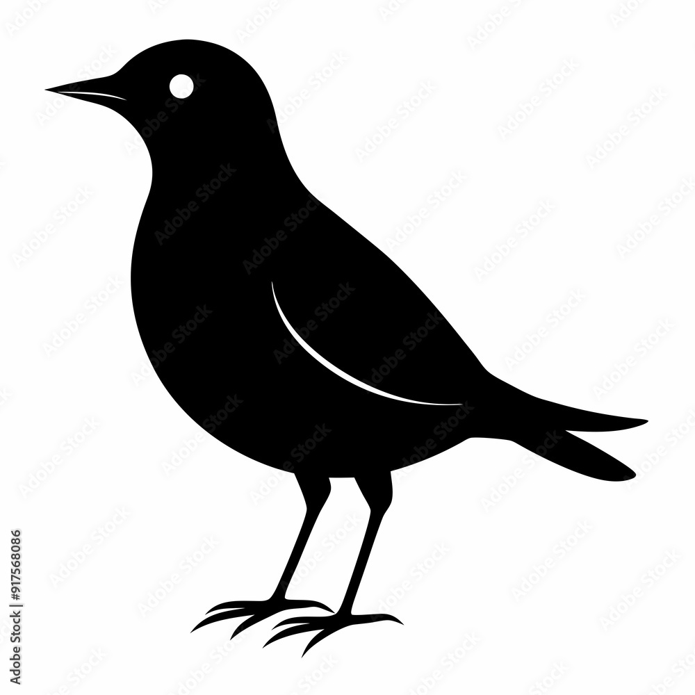 Fototapeta premium lark isolated on white background, lark vector illustration, bird on a branch vector art, lark silhouette, bird vector icon, Ducks on a branch line art, eps 