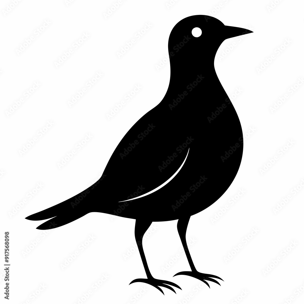 Fototapeta premium lark isolated on white background, lark vector illustration, bird on a branch vector art, lark silhouette, bird vector icon, Ducks on a branch line art, eps 