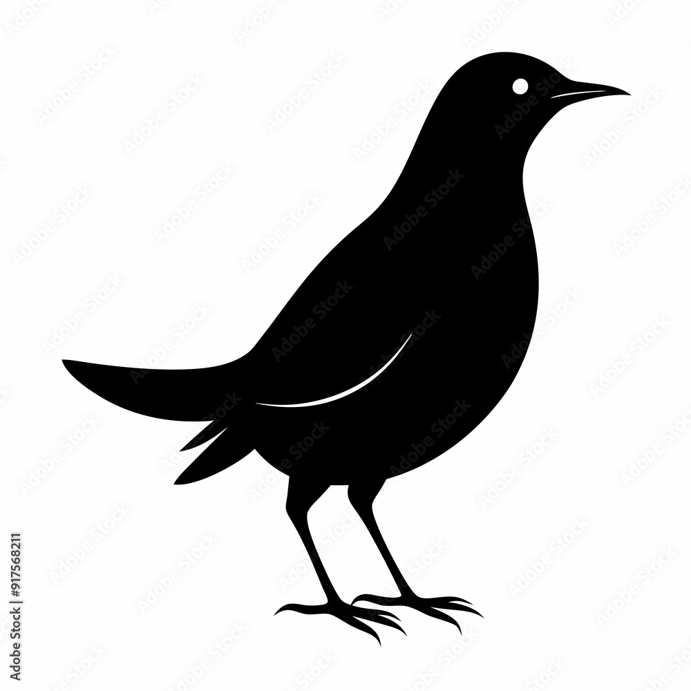 Fototapeta premium lark isolated on white background, lark vector illustration, bird on a branch vector art, lark silhouette, bird vector icon, Ducks on a branch line art, eps 