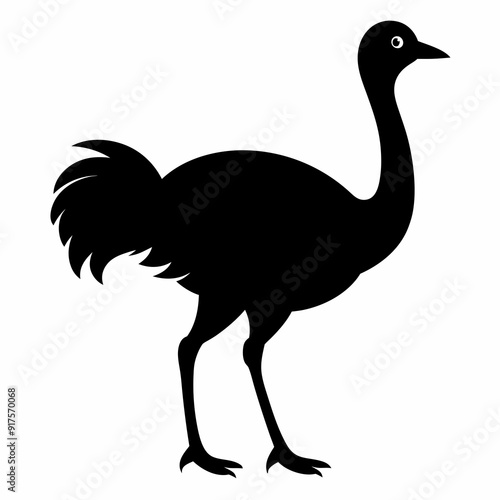 ostrich cartoon isolated on white, ostrich vector illustration, bird on a branch vector art, ostrich silhouette, bird vector icon, ostrichs on a branch line art, eps photo