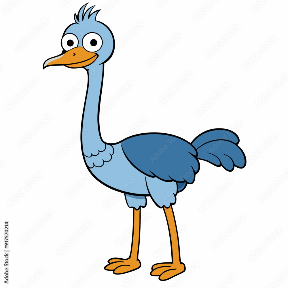 Obraz premium ostrich cartoon isolated on white, ostrich vector illustration, bird on a branch vector art, ostrich silhouette, bird vector icon, ostrichs on a branch line art, eps