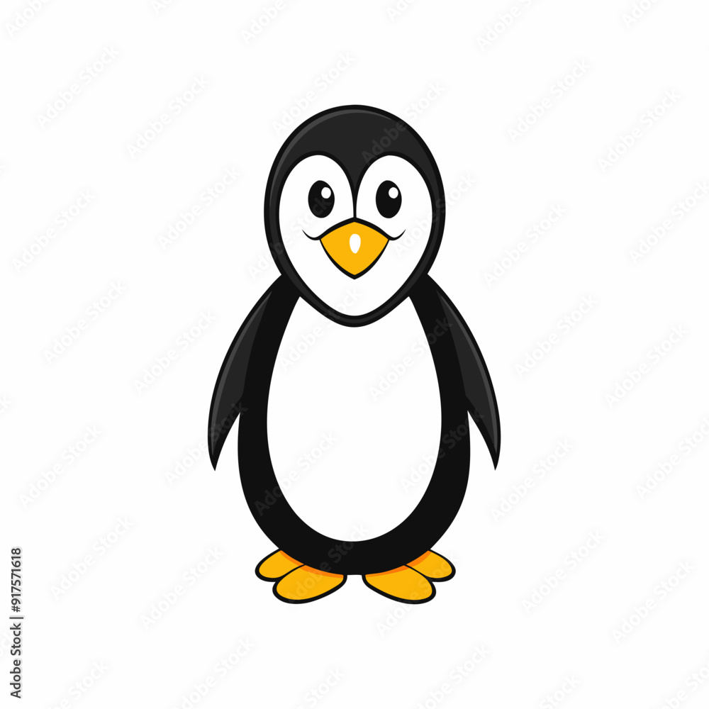 Obraz premium penguin cartoon isolated on white, penguin vector illustration, bird on a branch vector art, penguin silhouette, bird vector icon, penguins on a branch line art, eps