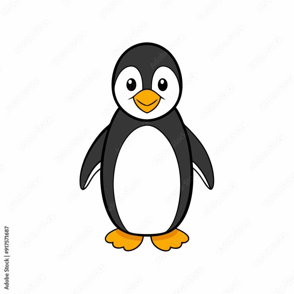Fototapeta premium penguin cartoon isolated on white, penguin vector illustration, bird on a branch vector art, penguin silhouette, bird vector icon, penguins on a branch line art, eps