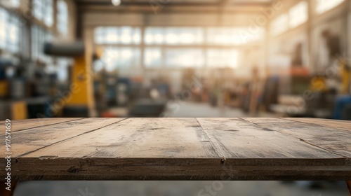 Wallpaper Mural Empty table top. Blurred workshop interior background Torontodigital.ca