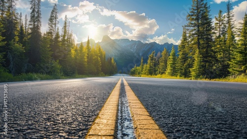 A Scenic Road Through a Mountainous Forest photo