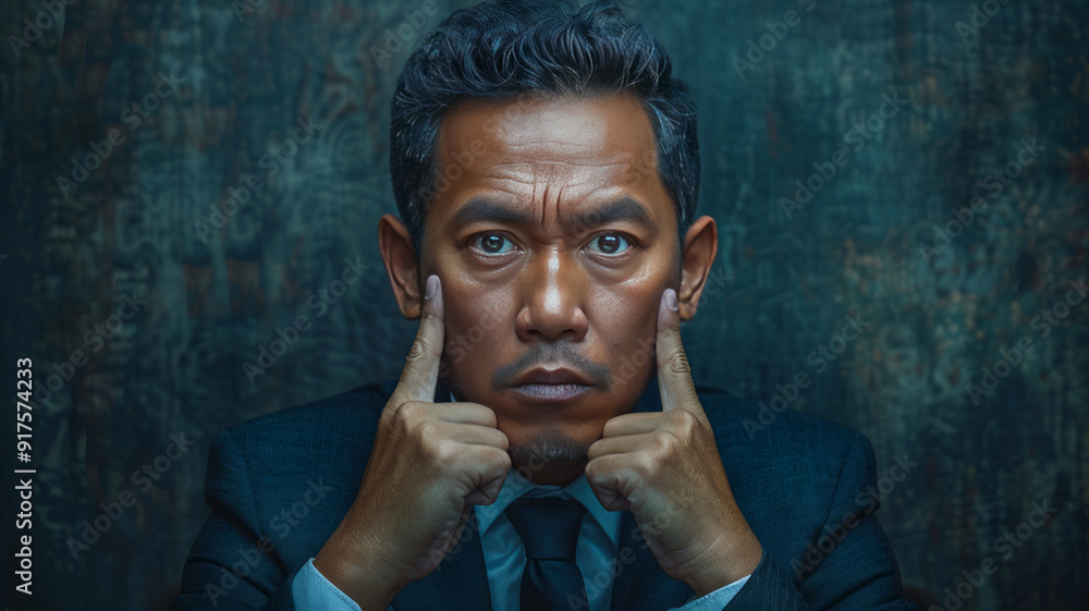a thai politician with a single finger from each hand stuck in his ears in an attempt to shut out someone speaking to him.generative ai a thai politician with a single finger from each hand stuck in his ears in an attempt to shut out someone speaking to him.generative ai