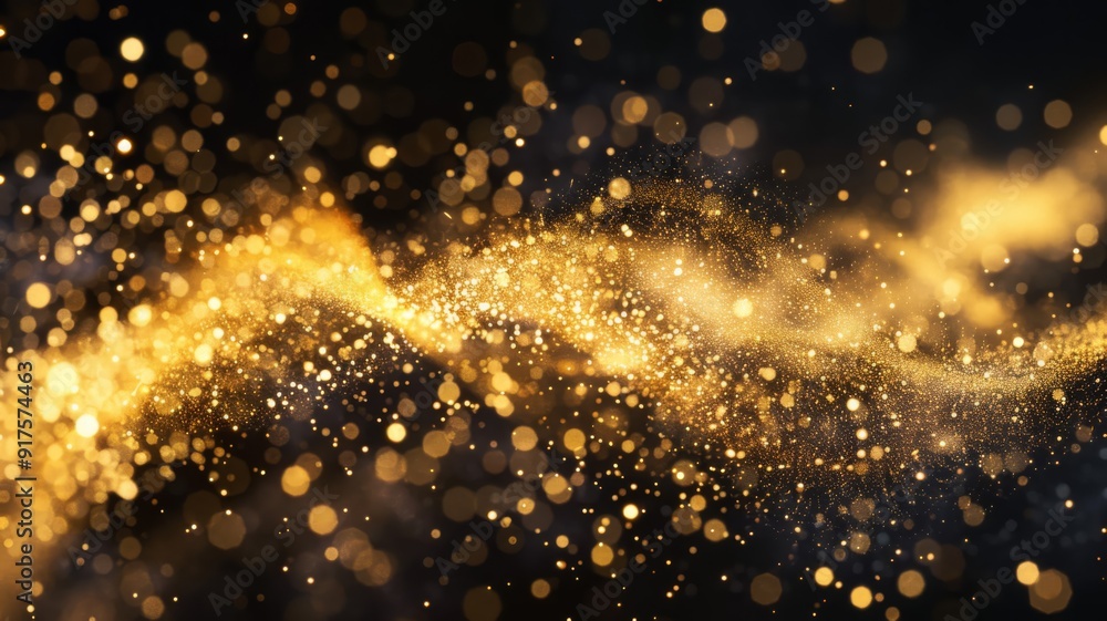 Abstract Golden Glitter Wave on Black Background Abstract Golden Glitter Wave on Black Background
