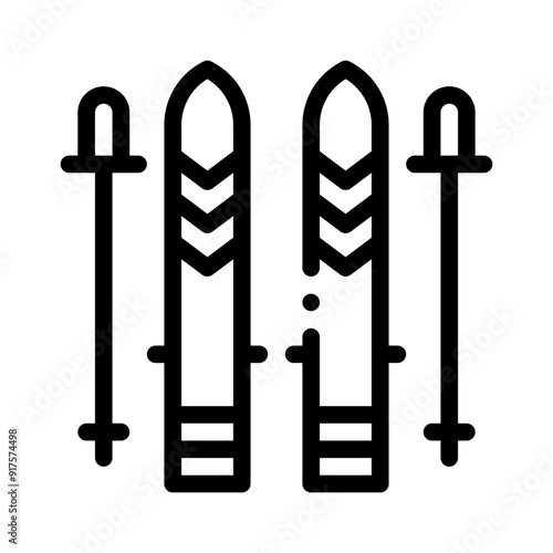 skiing line icon