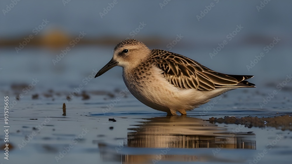 Ruff - Philomachus pugnax / Calidris pugnax - at the Curonian lagoon shore, Lithuania, spring Generative AI Ruff - Philomachus pugnax / Calidris pugnax - at the Curonian lagoon shore, Lithuania, spring Generative AI
