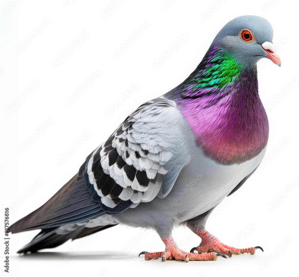colorfull pigeon on white background colorfull pigeon on white background