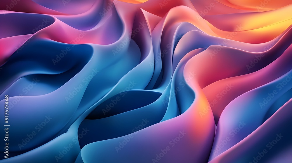 Obraz premium Mesmerizing Fluid 3D Waves with Gradient Lighting - Modern and Captivating Abstract Design