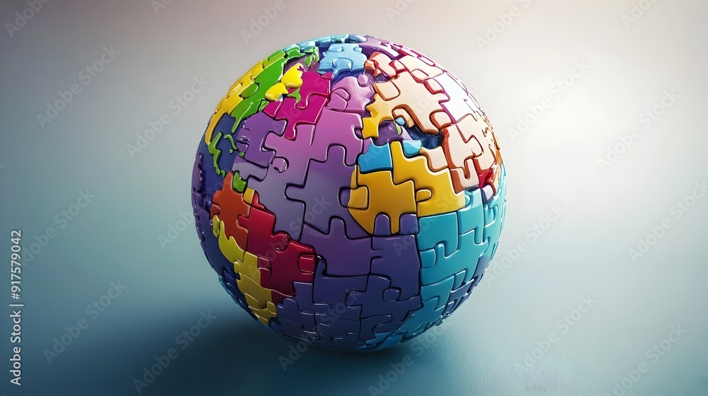 Vibrant 3D Puzzle Globe Conceptualizing Unity and Diversity in Modern Digital Landscape Vibrant 3D Puzzle Globe Conceptualizing Unity and Diversity in Modern Digital Landscape