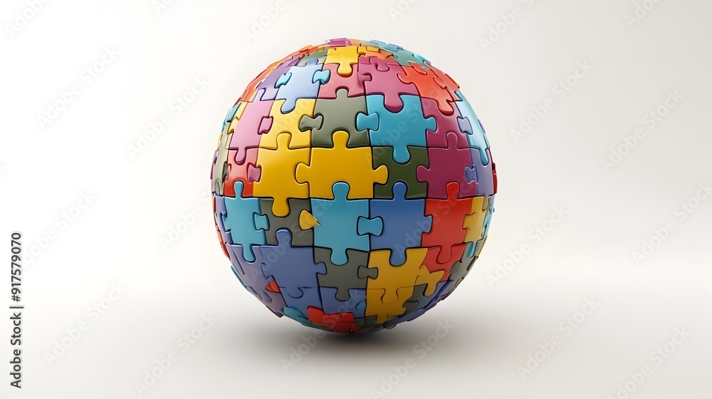 Vibrant 3D Puzzle Pieces Forming a Conceptual Globe of Unity and Diversity Vibrant 3D Puzzle Pieces Forming a Conceptual Globe of Unity and Diversity