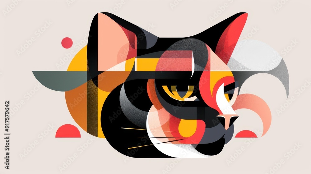 Explore the charm of felines through this modern, abstract, and textured illustration that captures their captivating gaze. Explore the charm of felines through this modern, abstract, and textured illustration that captures their captivating gaze.