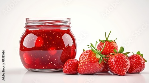 Wallpaper Mural Realistic detailed strawberry jam, empty white background Torontodigital.ca