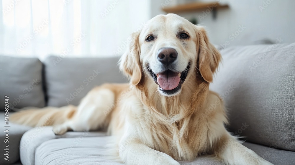 Golden Retriever Relaxing on a Couch Golden Retriever Relaxing on a Couch