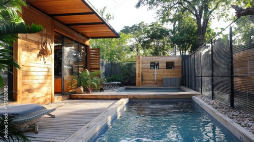 Wallpaper Mural Luxury outdoor dog kennel or dog hotel with pool Torontodigital.ca