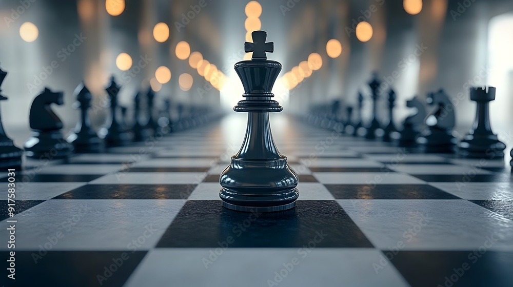 Decisive Chess Move on Black and White Chessboard with Pieces Decisive Chess Move on Black and White Chessboard with Pieces