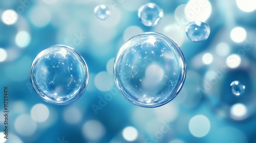 Wallpaper Mural Magical Bubbles Floating in a Dreamy Blue Atmosphere Torontodigital.ca