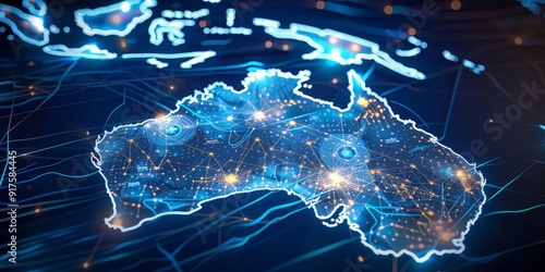 Wallpaper Mural Featuring sharp focus and UHD 4K resolution, this digital map provides a detailed visualization of Australia's telecommunications landscape. Torontodigital.ca