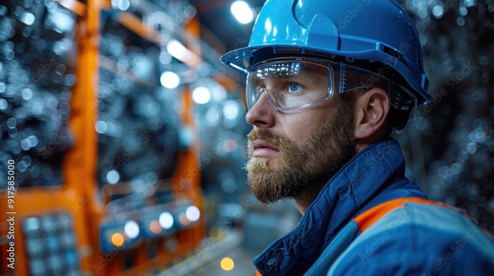 Industrial Worker Gazing at Machinery Industrial Worker Gazing at Machinery